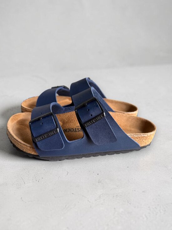 Birkenstock Shoes - Birkenstock Arizona Blue Vegan Synthetic Black Buckle Regular Width  W6 M4 37 EU